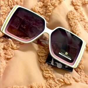 White and Gold Square Sunglasses